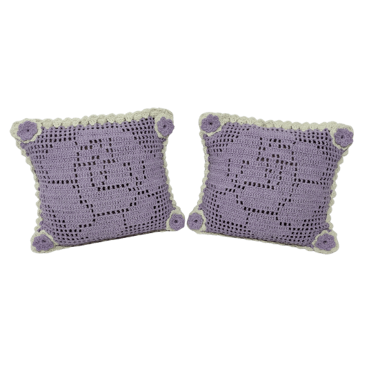 Almofadas artesanais peonia lilas
