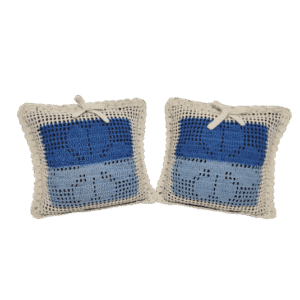 Almofadas artesanais dália azul