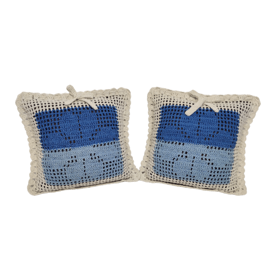 Almofadas artesanais dália azul