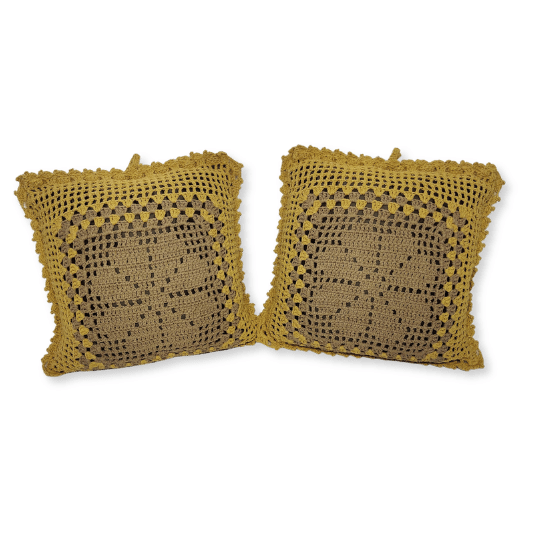 Primeira linha almofadas artesanais de croche - Golden