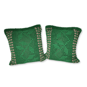 Primeira linha almofadas artesanais de croche - Folhagem